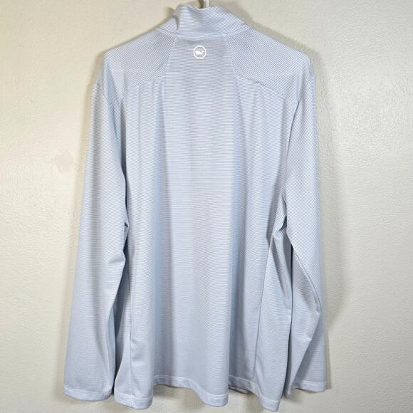 Vineyard Vines On The Go Sankaty Quarter Zip Pullover Men's XL Blue Stripe Golf - Picture 2 of 7